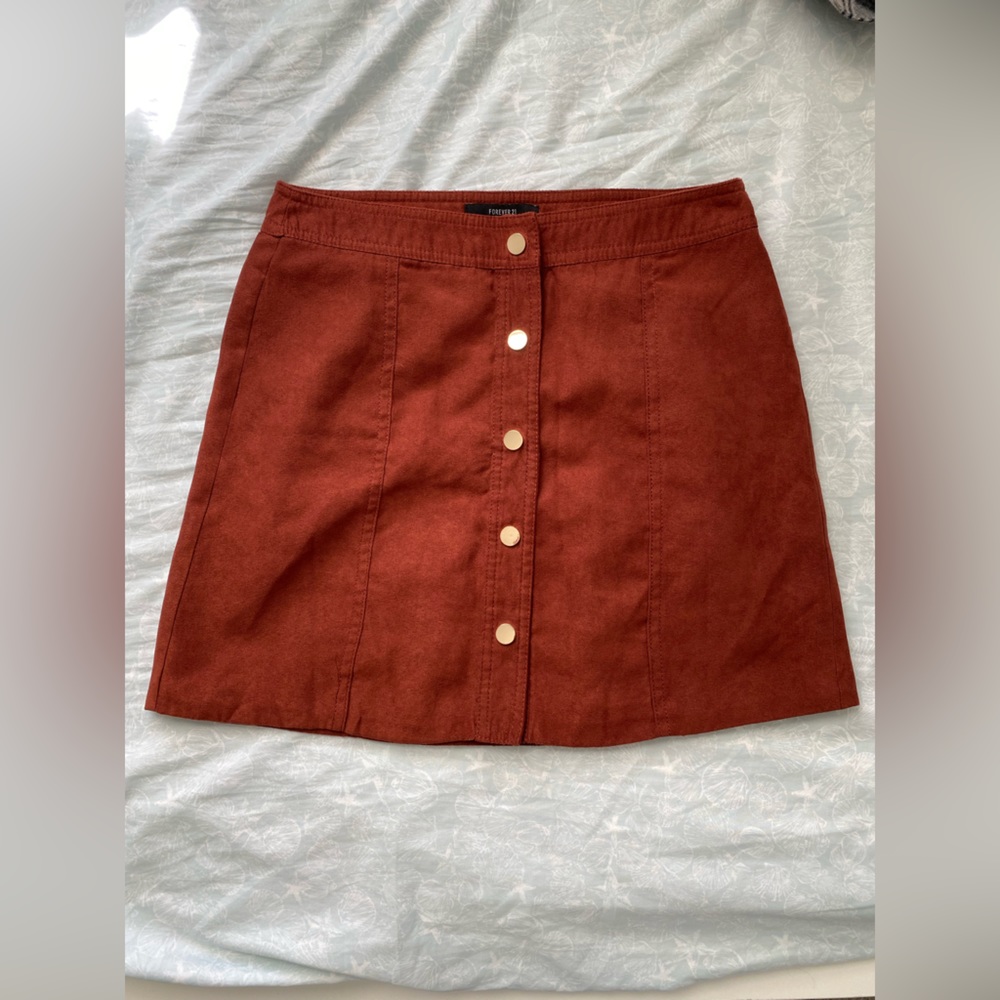 Forever 21 Burgundy Button Up Mini Skirt